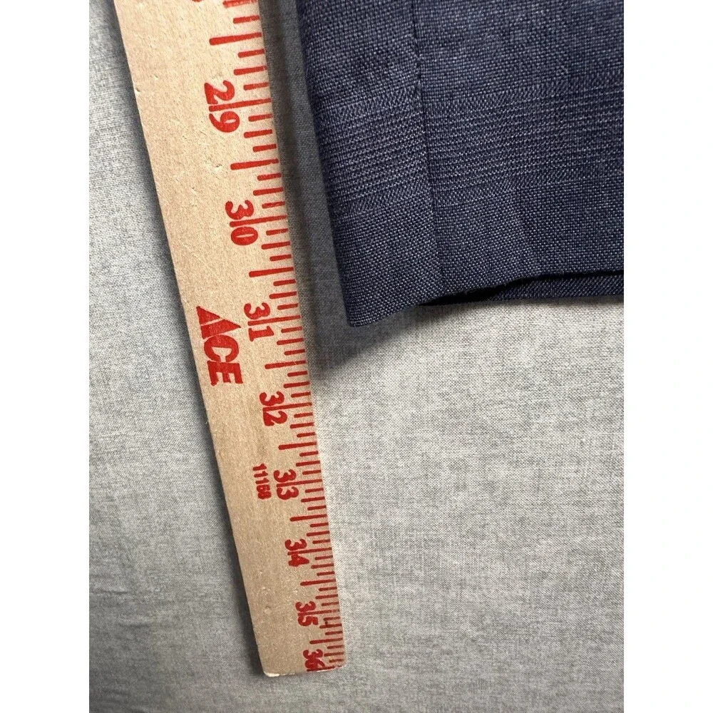 Banana Republic Pants Flat Front Glen Check  Slim Fit Grey Blue Chino 33 X 32”